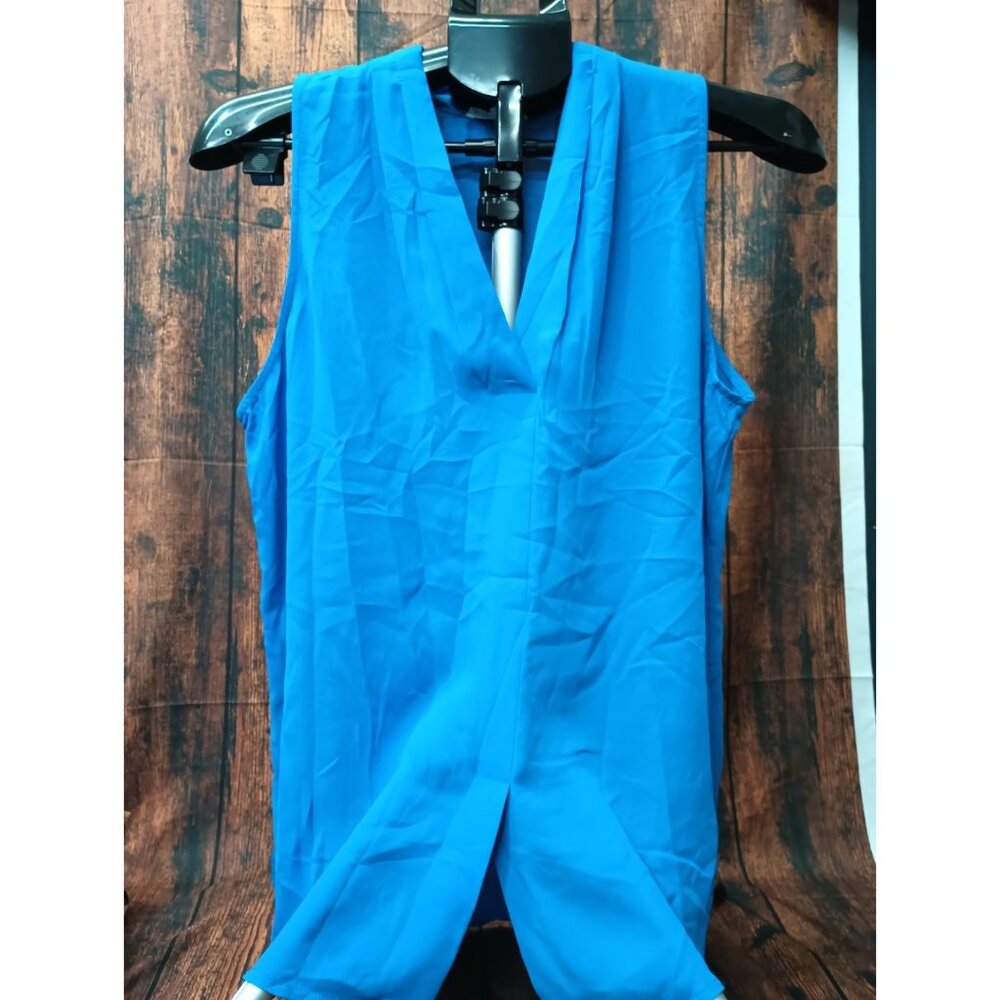 Ava James Blue Shirt Tank sleeveless Blouse Size M